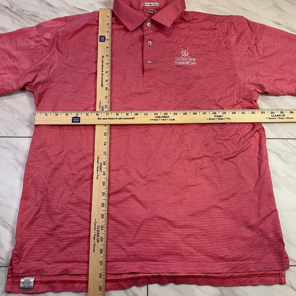 Peter Millar Cotton Golf Polo The Old Course at St Andrews Links Pink Salmon XL - Picture 6 of 6